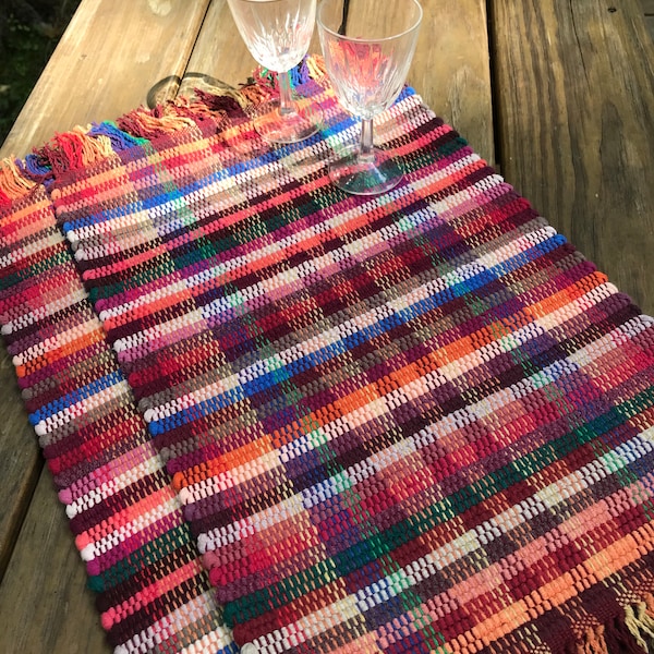 Placemat Set Rich Fiesta Colors Handwoven Machine Washable