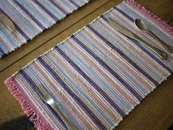 Cream Blue White and Rose Machine Washable Rag Rug | Etsy