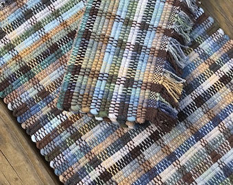Placemat Set Neutral Grey Blue Green Machine Washable