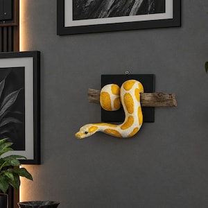 Golden Ball Python 3D Wall Art, Metallic Snake Sculpture, Gothic Home Decor