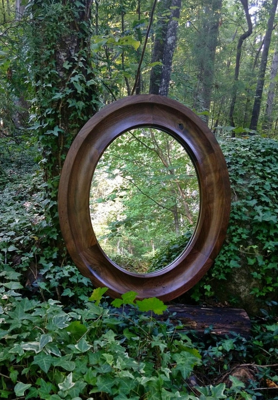Oval Mirror Custom Walnut Wood Framed Solid