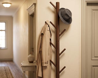 Perchero de pared de madera maciza, colgador con gancho de rama de árbol, organizador de entrada escandinavo, organizador de sombreros de madera, 3 tamaños.