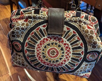 Moroccan Mandala -  Carpet bag, Portmanteau bag, Overnight Bag, "Mary Poppins" bag.