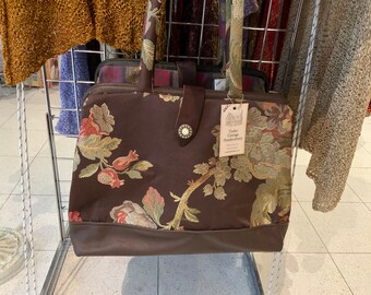 Magnolia Brown -  Carpet bag, Portmanteau bag, Overnight Bag, "Mary Poppins" bag.