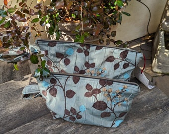 ZIPPERED ACCESSORY BAGS for travel, makeup, or make it your favorite project/notions bag, 3 sizes.