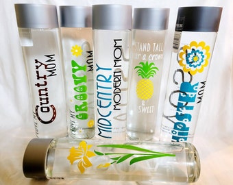 DIY Mother's Day VOSS Drink Bottle Hipster Mom Groovy Mom Country Mom 50th birthday Gift Pineapple Flower Midcentury Moms Gift Reusable 28oz