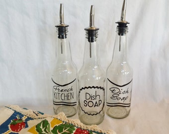 Retro FRENCH Kitchen Soda Bottle Parisian France Dish French Eiffel Savon Soap Dispenser Dishsoap Pour Spout Vintage Inspired Hand Soap