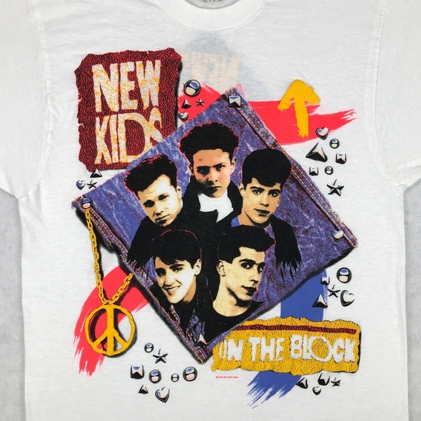 vintage 1990 NEW Kids On The BLOCK Concert T-Shirt ***XS*** rock pop tour soft 80s 90s boy band nkotb