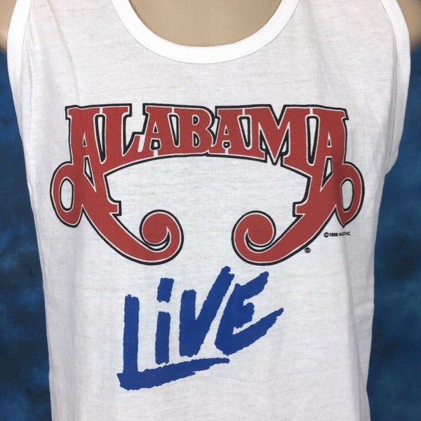 Medium*** vintage NOS vintage 1988 ALABAMA CONCERT Paper Thin Tank Top T-Shirt country rock 80s deadstock