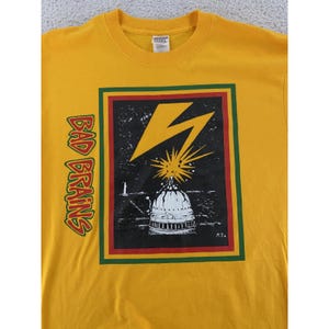 Vintage Bad Brains Shirt Mens M/L Yellow Punk Band Rock Tee Concert