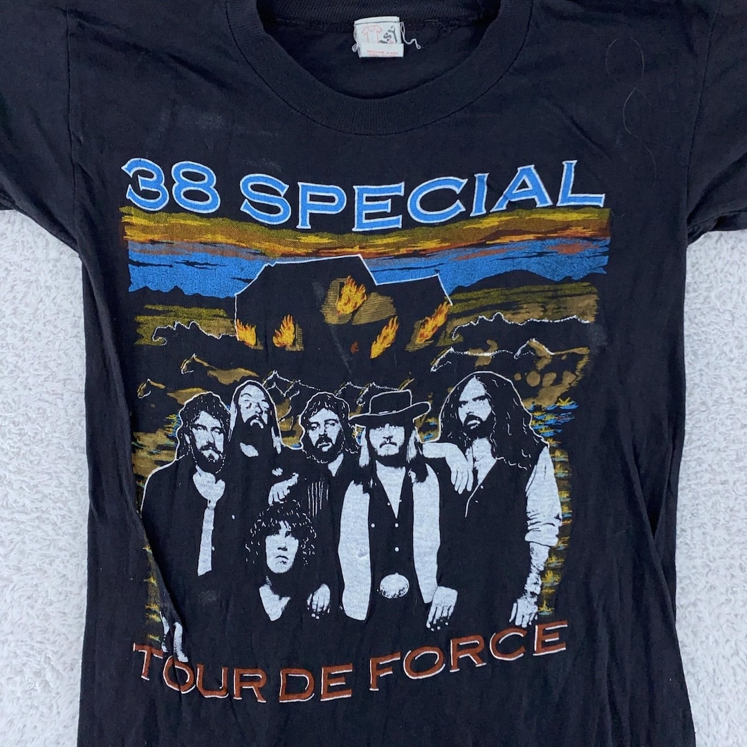 レア　当時80s 38 SPECIAL TOUR DE FORCE Tシャツ Vintage 38 Special Shirt XXS Black Tour De Force Band Concert Rock