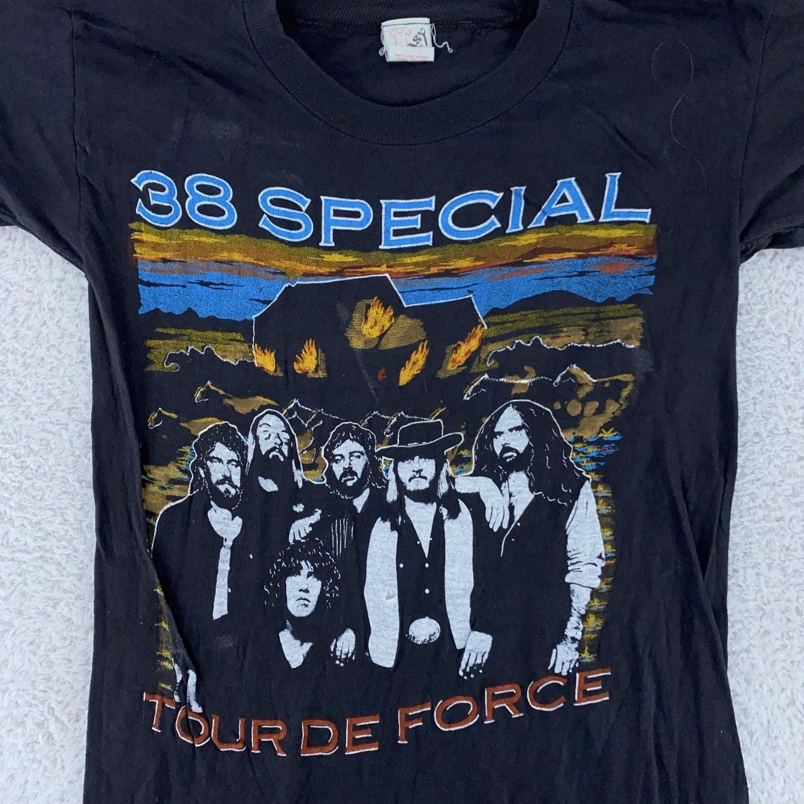 レア　当時80s 38 SPECIAL TOUR DE FORCE Tシャツ Vintage 38 Special Shirt XXS Black Tour De Force Band Concert Rock