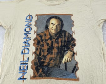 Vintage jaren 90 Neil Diamond shirt heren L/XL I Am I Said concerttour T-shirt VS