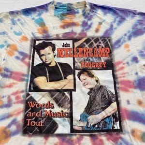 Vtg 90s John Cougar Mellencamp John Fogerty Concert Tie Dye T-Shirt L/xl Rock