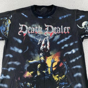 Vtg Death Dealer Frank Frazetta All Over Print Shirt Large Art Heavy Metal