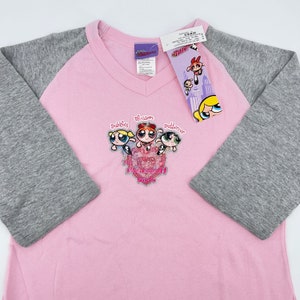 vtg 2000 The POWERPUFF GIRLS T-Shirt Small raglan jersey cartoon network nwt y2k