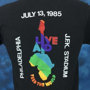 vtg 1985 Live Aid Concert See Factor Crew Tour T-Shirt XS/S single stitch rock