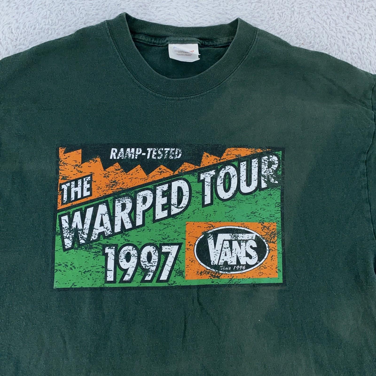 Vintage Vans Warped Tour Shirt Large Green Vans 1997 10 Years