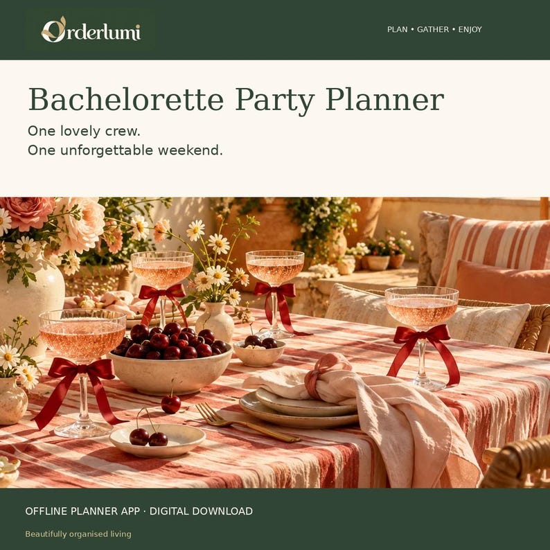 Bachelorette Party Planner App, Group Payments, Weekend Itinerary, Rooms and Packing List, Digital Download image 1