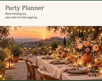 Party Planner App, Guest List, Visual Seating, Menu and Budget, Digital Download