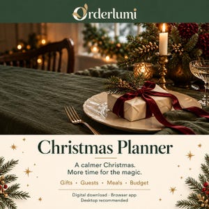 Christmas Planner App, Gift Budget and Tracker, Shared Guest List, Cards, Dinner Seating and Printable Place Cards, Digital Download Bild 1