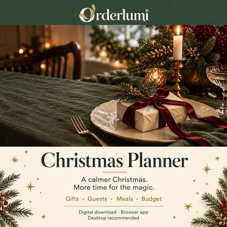 Christmas Planner App, Gift Budget and Tracker, Shared Guest List, Cards, Dinner Seating and Printable Place Cards, Digital Download Bild 1