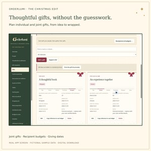 Christmas Planner App, Gift Budget and Tracker, Shared Guest List, Cards, Dinner Seating and Printable Place Cards, Digital Download Bild 4