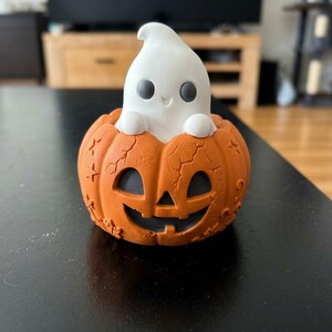 Halloween pompoen spook geursteen diffuser, handgemaakte gipsen geursculptuur, navulbaar, huisgeurdecoratie, kantoordecoratie.
