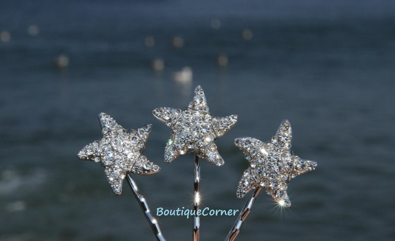 Starfish Bridal Hair Clips( Set of 3) - Bridal Hair  display picture 2