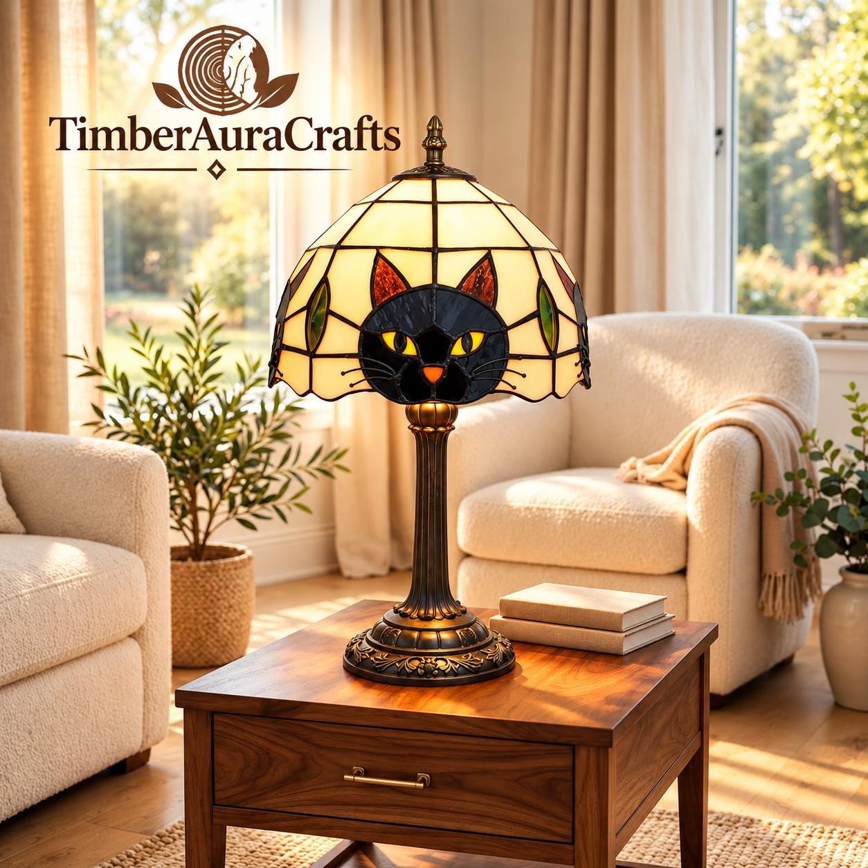 ティファニーイルミネーション猫スタンド Tiffanys Cat Lamp - Etsy