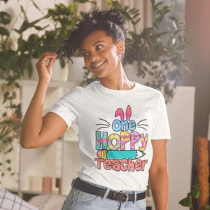 One Hoppy Teacher Short-Sleeve Unisex T-Shirt Funny Easter Shirt for Adult T Shirt Easter for Teacher