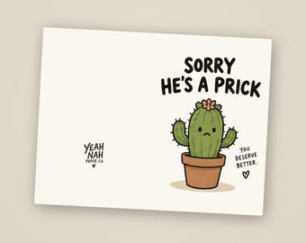 Tarjeta divertida de ruptura / Juego de palabras con cactus, Te mereces algo mejor (Descarga digital)