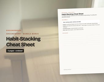 Habit Stacking Cheat Sheet Printable | Build New Habits by Anchoring Them to Old Ones | 30 Examples + Blank Template, Undated PDF