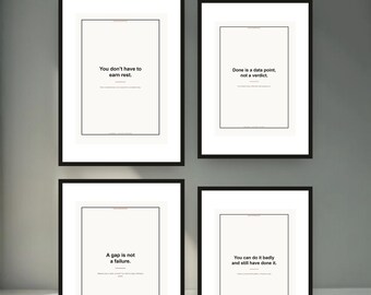 Executive Function Wall Art Set of 8 | ADHD Affirmation Prints, No Hustle | Printable Self Compassion Posters, Home Office Decor