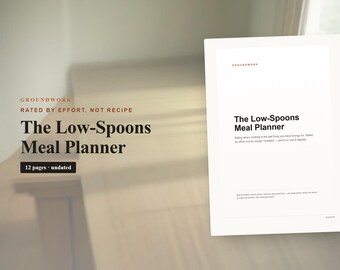 Low Spoons Meal Planner Printable | Meal Planning by Energy Level for ADHD, Chronic Illness, Burnout | No-Cook Meal Ideas + Grocery List