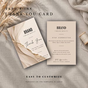 Biglietto di ringraziamento modificabile, modello Canva, inserti per ordini beige, biglietto, kit di confezionamento per piccole imprese, Canva modificabile, biglietto di ringraziamento stampabile,
