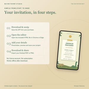 Dinosaur Discovery Birthday Invitation, Editable Browser Template, 5x7 Print and Phone Design image 5