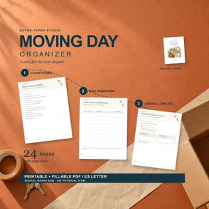 Moving Day Organizer: Colorful Fillable PDF, Packing Checklist & Move Planner