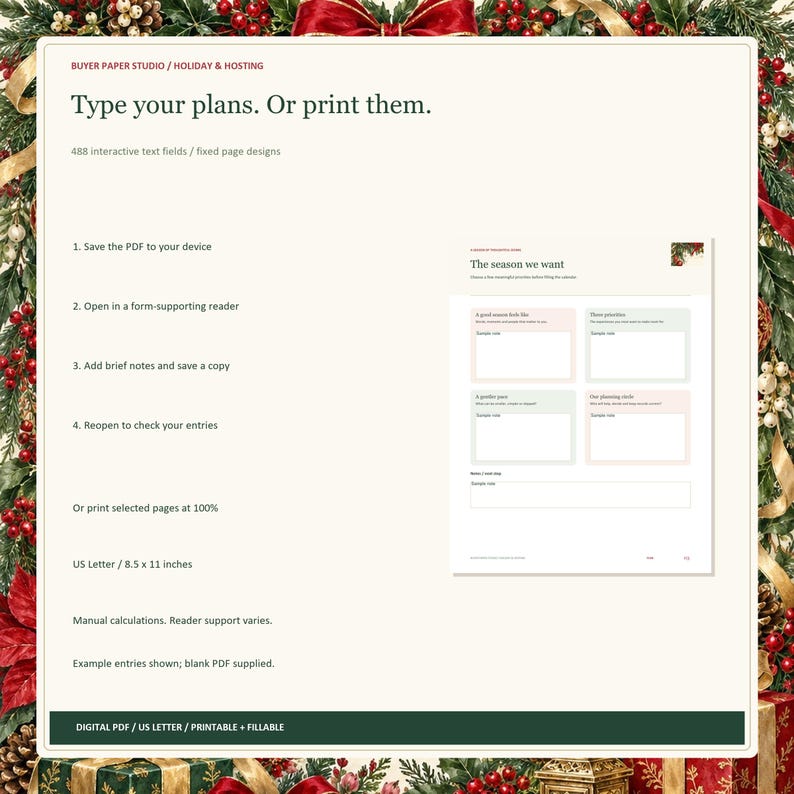 Christmas Gift and Holiday Planner, 32-Page Fillable Printable PDF image 4