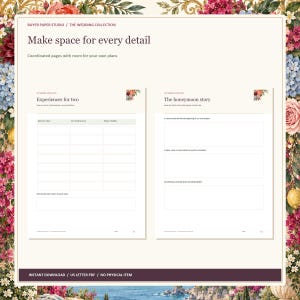 Honeymoon Planner, 24-Page Fillable PDF, Floral Printable Wedding Organizer image 3