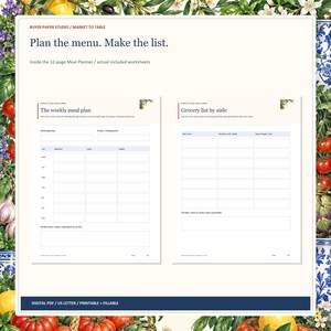 Meal Planning and Kitchen Organizer Bundle, 2 Fillable PDFs, 64 Planner Pages image 2