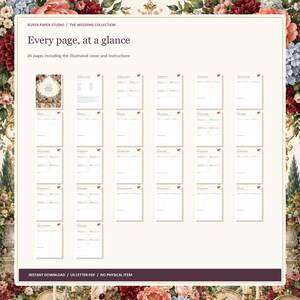 Wedding Guest and Reception Planner, 26-Page Fillable PDF, Floral Printable Wedding Organizer image 5