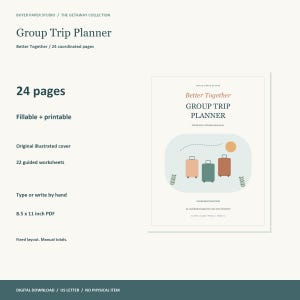 Group Trip Planner, 24-Page Fillable PDF, Better Together, Printable Travel Organizer image 1