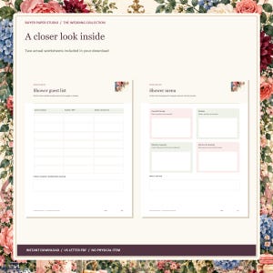 Bridal Shower and Bachelorette Planner, 28-Page Fillable PDF, Floral Printable Wedding Organizer image 2