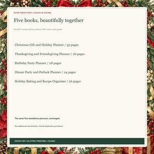 Holiday and Hosting Planner Bundle, 5 Fillable PDFs, 136 Pages for Celebrations image 4