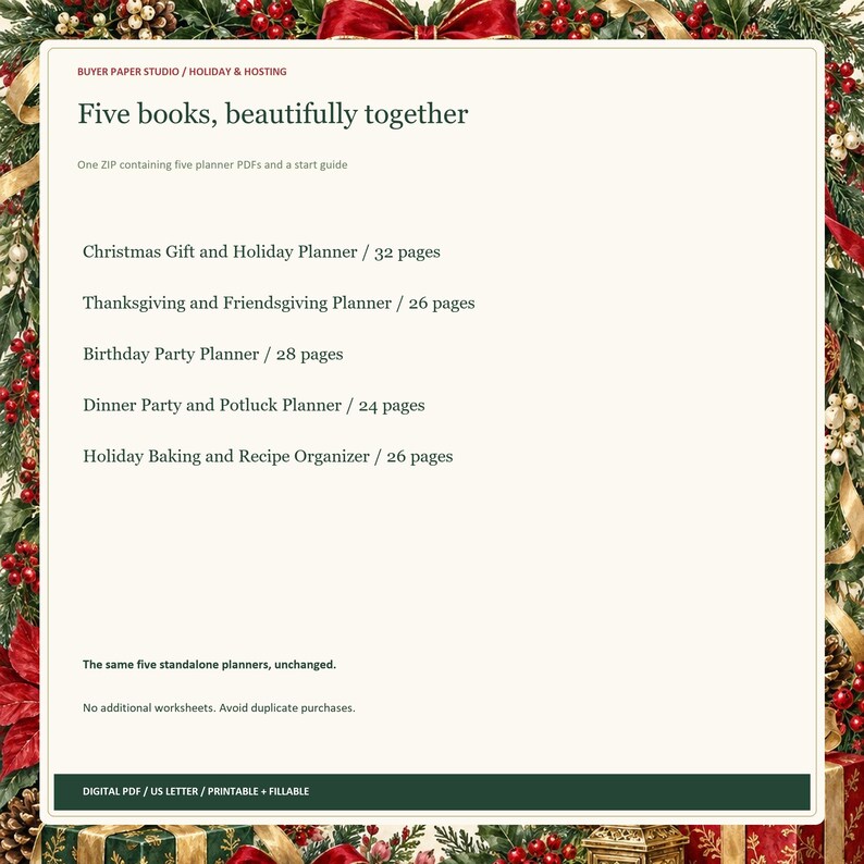 Holiday and Hosting Planner Bundle, 5 Fillable PDFs, 136 Pages for Celebrations image 4