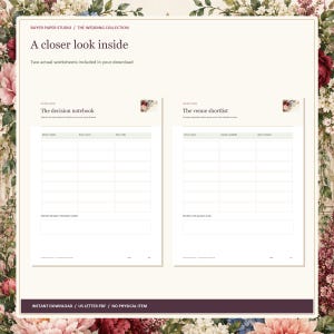 Wedding Planning Binder, 36-Page Fillable PDF, Floral Printable Wedding Organizer image 2