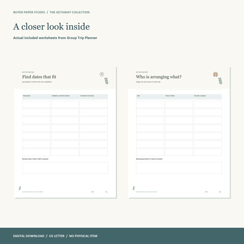 Group Trip Planner, 24-Page Fillable PDF, Better Together, Printable Travel Organizer image 2
