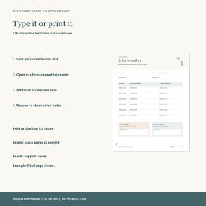 Vacation Planner, 30-Page Fillable PDF, Travel Itinerary, Packing Checklist & Trip Budget, A Little Getaway image 5