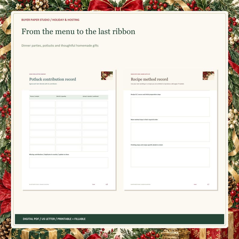 Holiday and Hosting Planner Bundle, 5 Fillable PDFs, 136 Pages for Celebrations image 3